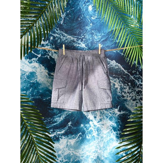 Sinsay - Bawełniane szorty regular z kieszeniami cargo - granatowy Sinsay 146 Sinsay