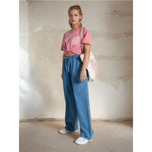 Sinsay - Jeansy wide leg - niebieski ze sklepu Sinsay w kategorii Jeansy damskie - zdjęcie 179572437