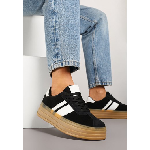 Czarne Sneakersy Kultowe Tenisówki z Ozdobnymi Paskami Vandell ze sklepu renee.pl w kategorii Buty sportowe damskie - zdjęcie 179573258