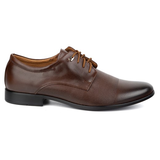 Buty męskie eleganckie skórzane 271T2 brązowe ze sklepu butyolivier w kategorii Buty eleganckie męskie - zdjęcie 179573605