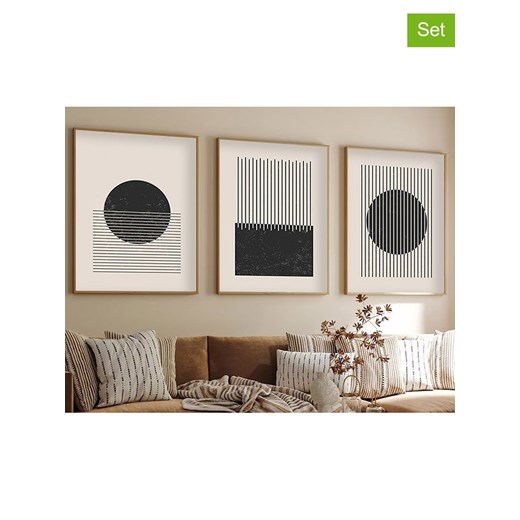wall addiction Druki na drewnie (3 szt.) w ramce Wall Addiction 50x70 cm okazja Limango Polska