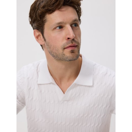 Reserved - Strukturalny sweter polo - biały Reserved M Reserved