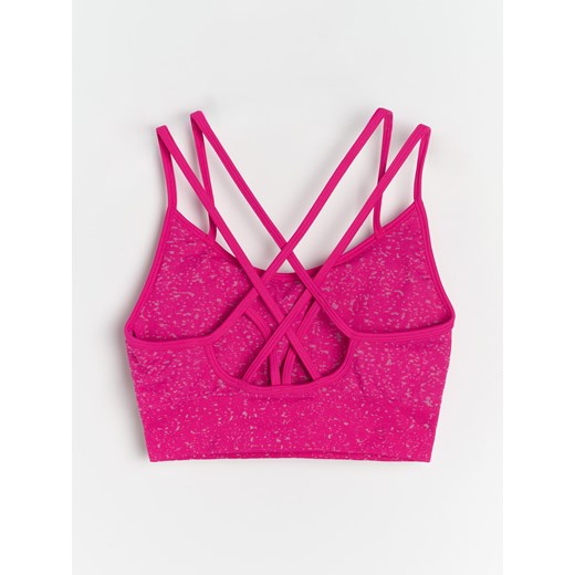 Sinsay - Top sportowy z podwójnymi cienkimi ramiączkami - różowy Sinsay XS/S Sinsay