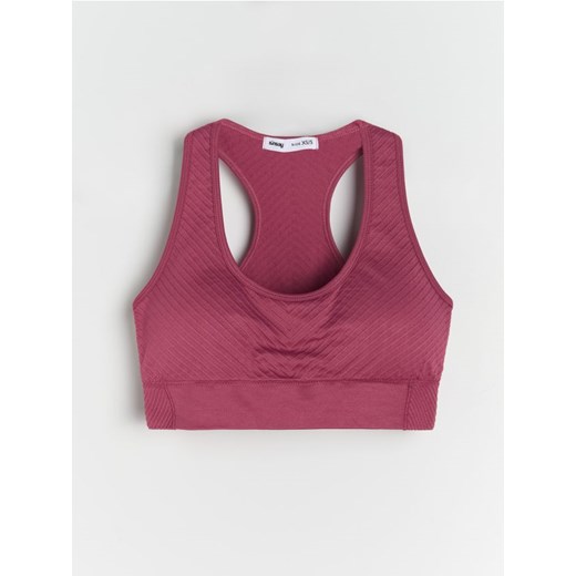 Sinsay - Top sportowy z ozdobnym prążkowaniem na przodzie - różowy Sinsay XS/S Sinsay