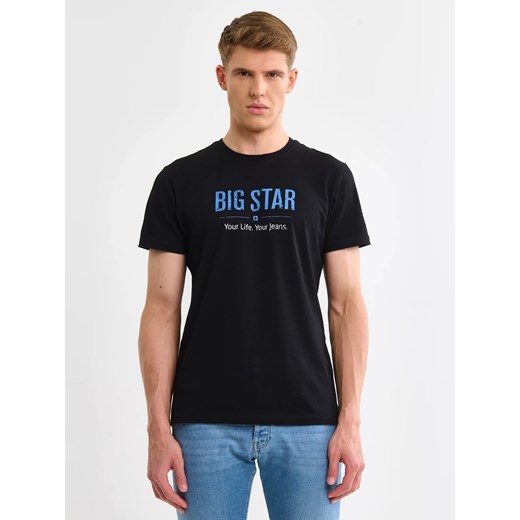 Koszulka męska o klasycznym kroju czarna Bruno 906 ze sklepu Big Star w kategorii T-shirty męskie - zdjęcie 179580168