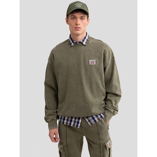 Bluza męska z efektem sprania khaki Caron 303 ze sklepu Big Star w kategorii Bluzy męskie - zdjęcie 179581996