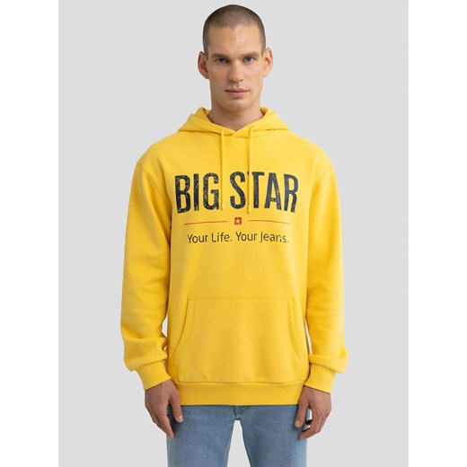 Bluza męska z kapturem z logo BIG STAR żółta Ashlyno 201 ze sklepu Big Star w kategorii Bluzy męskie - zdjęcie 179582266