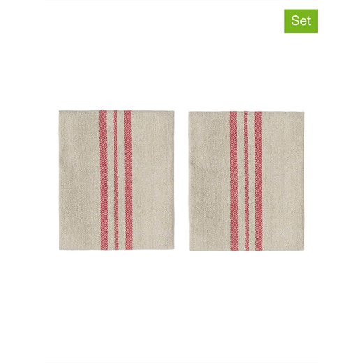 OYOY living design Ściereczki (2 szt.) &quot;Linu&quot; w kolorze beżowo-czerwonym do naczyń - 45 x 45 cm ze sklepu Limango Polska w kategorii Ścierki kuchenne - zdjęcie 179584278