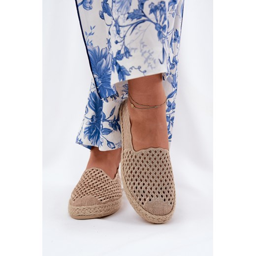Espadryle Damskie Z Plecionką Beżowe Vinceza 13625 ze sklepu ZAZOO w kategorii Espadryle damskie - zdjęcie 179585785