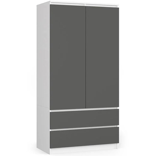 Gładka szafa z 2 szufladami + szary - Hino 3X ze sklepu Edinos.pl w kategorii Szafy - zdjęcie 179585815