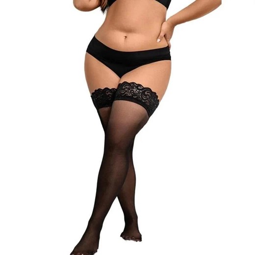 Koronkowe pończochy plus size - Czarny Plus size ze sklepu Intimica.pl w kategorii Pończochy - zdjęcie 179590949