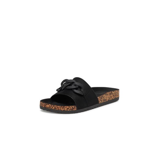 Klapki damskie czarne DeeZee casual płaskie bez zapięcia 
