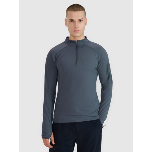 Męska bluza trekkingowa 4F 4FWSS25TFSWM493 - granatowa ze sklepu Sportstylestory.com w kategorii Bluzy męskie - zdjęcie 179596628