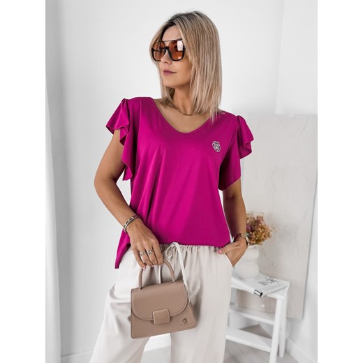 Bluzka damska z okrągłym dekoltem z krótkim rękawem 