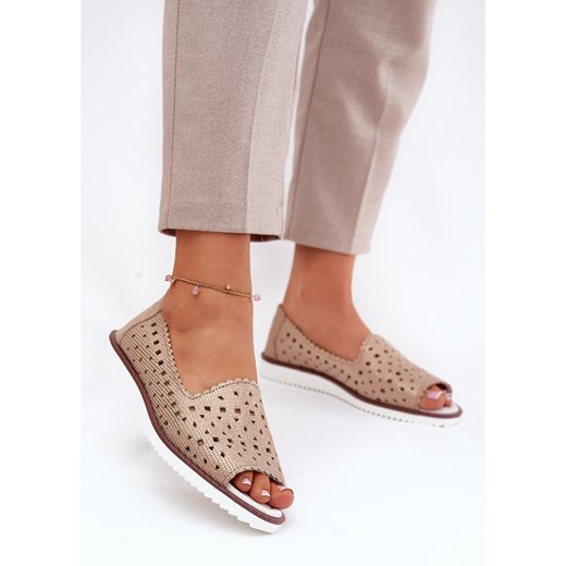 Balerinki S.Barski bez zapięcia skórzane 