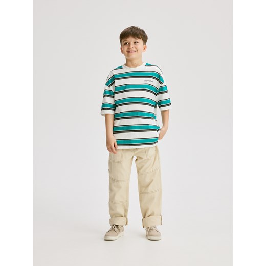 Reserved - Bawełniany t-shirt w paski - złamana biel Reserved 146/152 (10-11 lat) Reserved