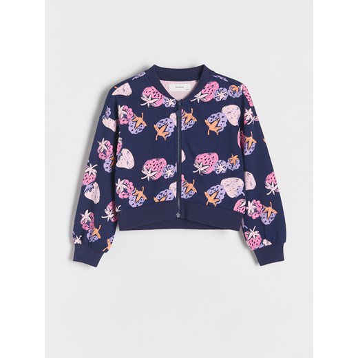 Reserved - Wzorzysta bluza bomber - granatowy ze sklepu Reserved w kategorii Bluzy dziewczęce - zdjęcie 179600125