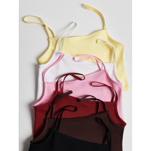 Reserved - Krótki top na ramiączkach - różowy Reserved XS Reserved