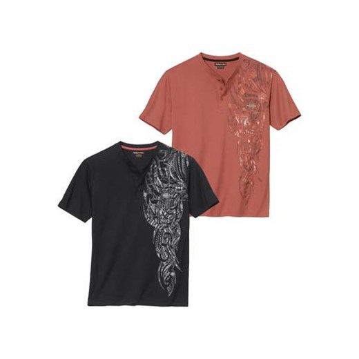 Zestaw 2 koszulek zapinanych na guziki z nadrukiem tahitańskim ze sklepu Atlas For Men w kategorii T-shirty męskie - zdjęcie 179602547
