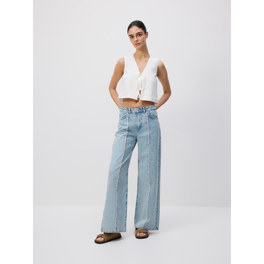 Reserved - Jeansy straight z przeszyciami - niebieski Reserved 36 Reserved