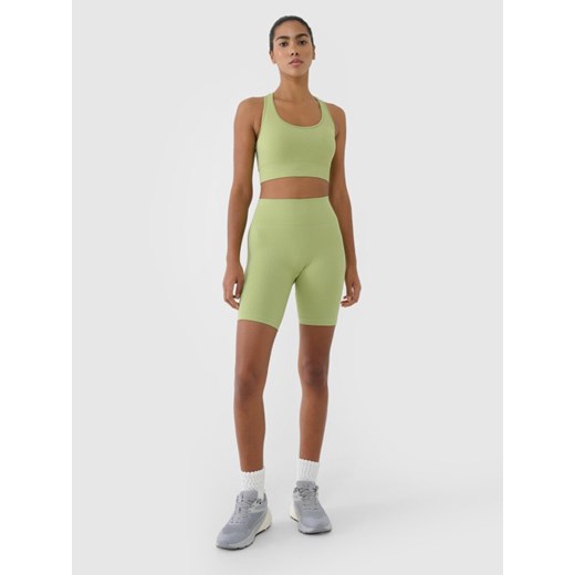 Damskie legginsy kolarki treningowe 4F 4FRSS25TFSTF022 - zielone ze sklepu Sportstylestory.com w kategorii Szorty - zdjęcie 179603587