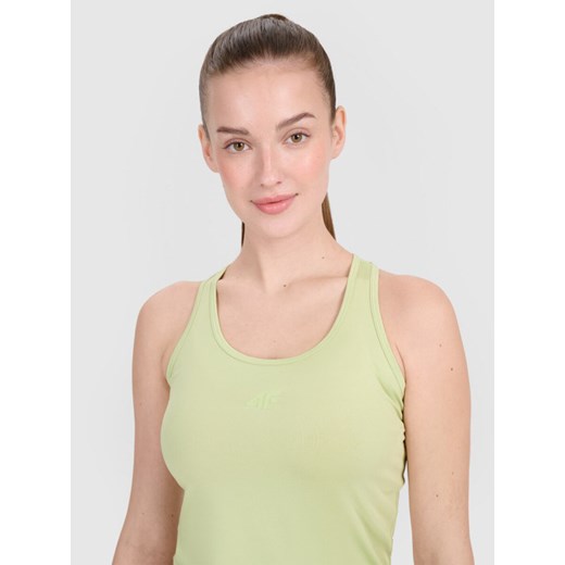 Damski top treningowy 4F 4FRSS25TFSLF414 - zielony ze sklepu Sportstylestory.com w kategorii Bluzki damskie - zdjęcie 179603598