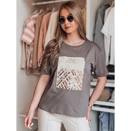 T-shirt damski CENTIA grafitowy Dstreet RY2612 ze sklepu DSTREET.PL w kategorii Bluzki damskie - zdjęcie 179608077