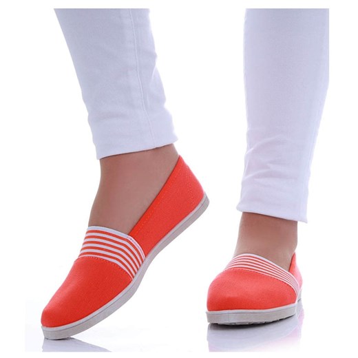 Wsuwane pomarańczowe trampki damskie slip on /D1-2 17493 T077/ ze sklepu Pantofelek24.pl w kategorii Trampki damskie - zdjęcie 179608086