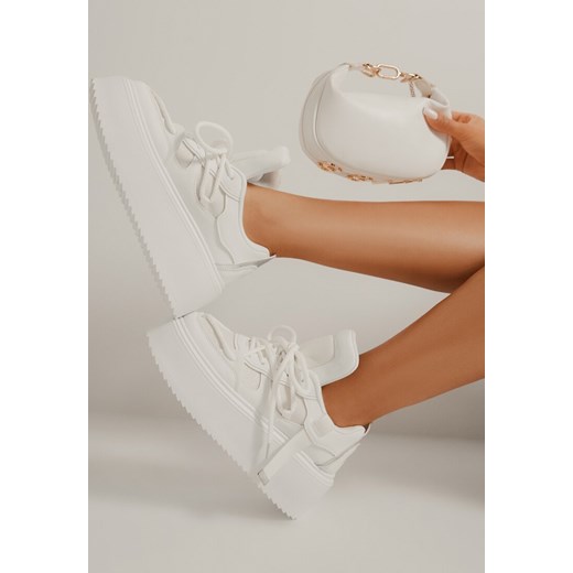 Białe Sneakersy na Grubej Podeszwie z Ozdobnym Sznurowaniem Sovvia 40 okazja born2be.pl