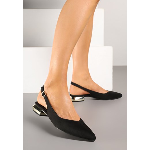 Czarne Sandały Slingback Vices z Wkładką ze Skóry Naturalnej Galeresa ze sklepu renee.pl w kategorii Czółenka - zdjęcie 179611275