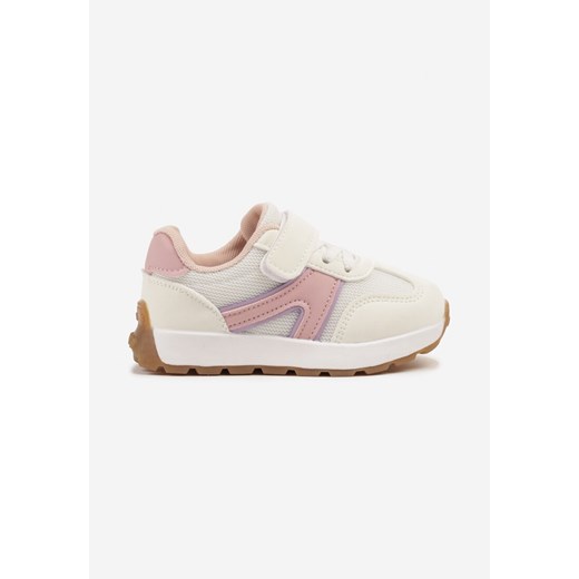 Białe Buty Sportowe Sneakersy z Ozdobnymi Przeszyciami i Rzepem Maritena ze sklepu born2be.pl w kategorii Buty sportowe dziecięce - zdjęcie 179611715