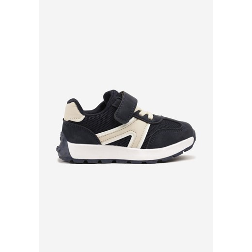 Niebieskie Buty Sportowe Sneakersy z Ozdobnymi Przeszyciami i Rzepem Maritena ze sklepu born2be.pl w kategorii Buty sportowe dziecięce - zdjęcie 179611718