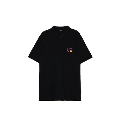 Cropp - Czarna koszulka polo z naszywką - czarny ze sklepu Cropp w kategorii T-shirty męskie - zdjęcie 179613766