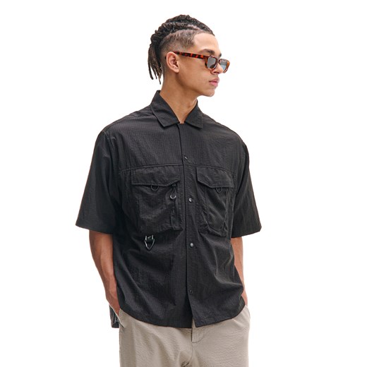 Cropp - Czarna koszula boxy techwear - czarny ze sklepu Cropp w kategorii Koszule męskie - zdjęcie 179618129