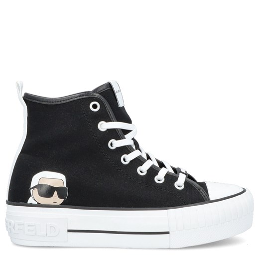 Trampki damskie za kostkę - KARL LAGERFELD KAMPUS MAX KL60450N CZARNE ze sklepu Tymoteo.pl - sklep obuwniczy w kategorii Trampki damskie - zdjęcie 179618399