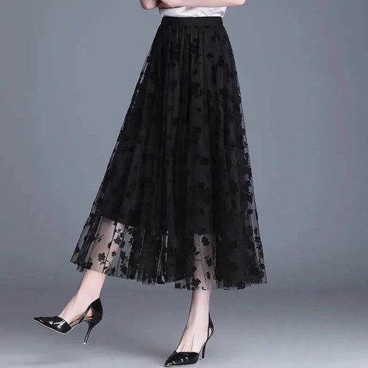 Elegancka spódnica midi - Czarny S ze sklepu Intimica.pl w kategorii Spódnice - zdjęcie 179620937