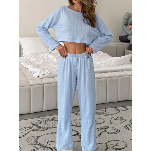 Komplet damski w styl oversize - Niebieski S ze sklepu Intimica.pl w kategorii Piżamy damskie - zdjęcie 179622348