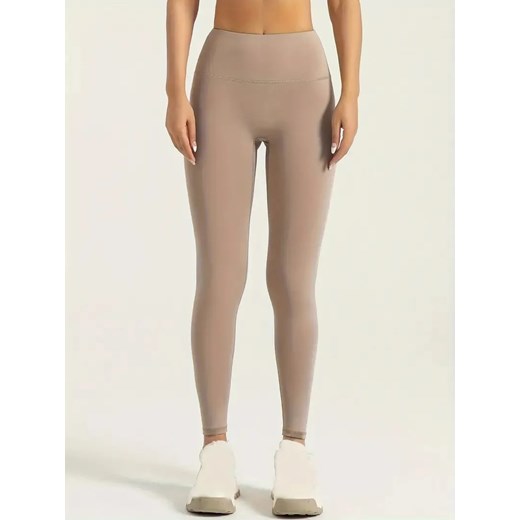 Legginsy sportowe damskie bezszwowe - Beżowy S ze sklepu Intimica.pl w kategorii Spodnie damskie - zdjęcie 179623317