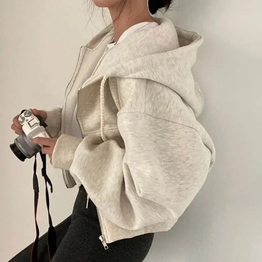 Rozpinana bluza damska - Beżowy S ze sklepu Intimica.pl w kategorii Bluzy damskie - zdjęcie 179624937