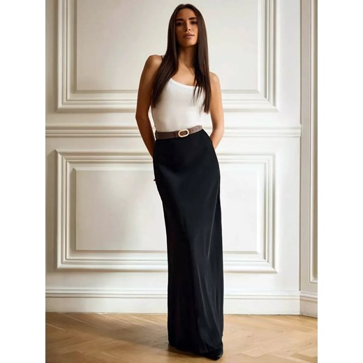 Satynowa elegancka spódnica maxi - Czarny S ze sklepu Intimica.pl w kategorii Spódnice - zdjęcie 179625075