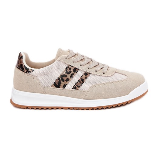 Evento Sneakersy Damskie Z Eko Zamszu Panterka Beżowe beżowy ze sklepu ButyModne.pl w kategorii Buty sportowe damskie - zdjęcie 179628018
