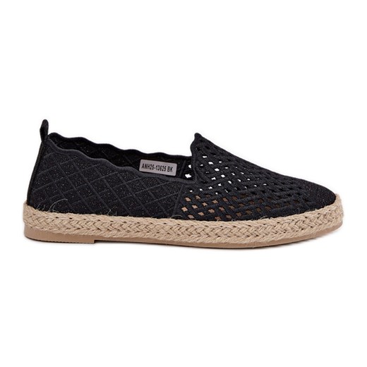 Espadryle Damskie Z Plecionką Vinceza 13625 Czarne ze sklepu ButyModne.pl w kategorii Espadryle damskie - zdjęcie 179628105