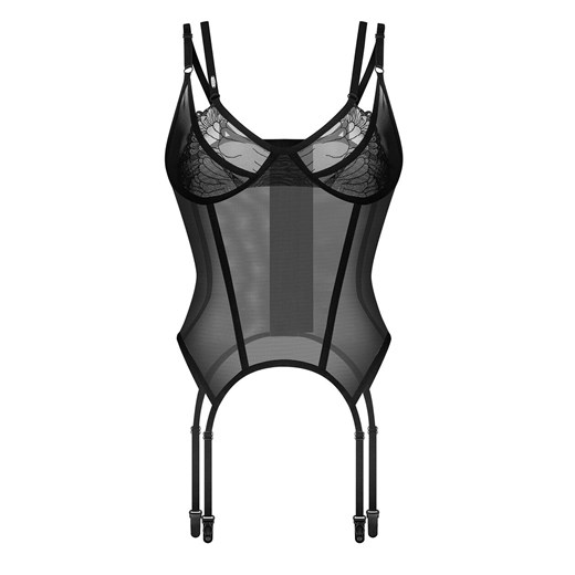 Obsessive czarny gorset z paskami do pończoch Arrowel, Kolor czarny, Rozmiar S/M, Obsessive ze sklepu Intymna w kategorii Body damskie - zdjęcie 179630138