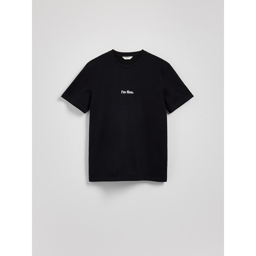 Reserved - T-shirt regular z haftem - czarny Reserved XL Reserved