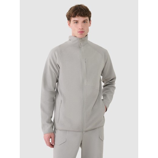 Męska bluza ze stójką rozpinana bez kaptura 4F 4FWSS25TSWSM1751 - szara ze sklepu Sportstylestory.com w kategorii Bluzy męskie - zdjęcie 179632985