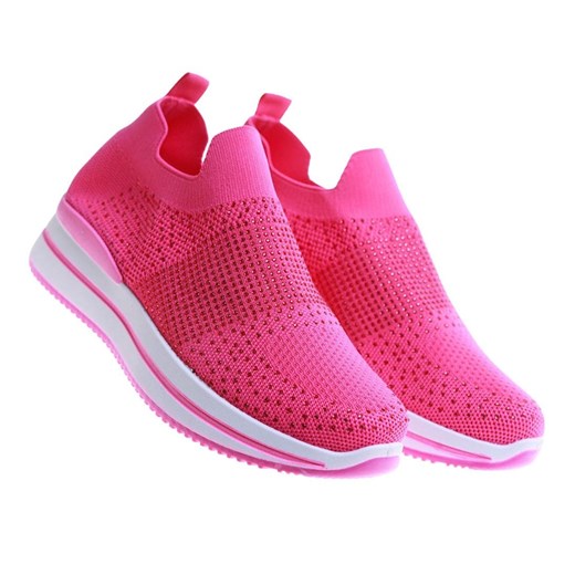 Wsuwane fuksjowe sneakersy damskie /A7-2 17529 T187/ ze sklepu Pantofelek24.pl w kategorii Buty sportowe damskie - zdjęcie 179636025