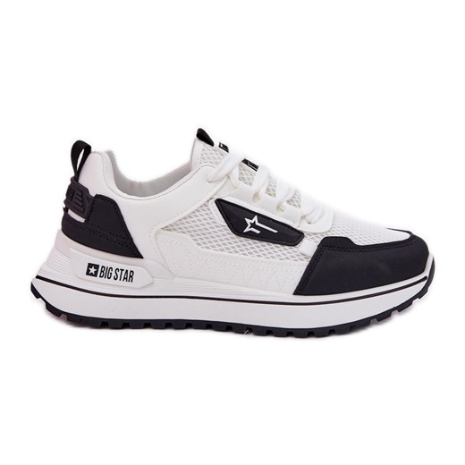 Buty Sportowe Damskie Na Platformie Big Star RR274A223 HI-POLY System Biało-Czarne białe ze sklepu ButyModne.pl w kategorii Buty sportowe damskie - zdjęcie 179636218