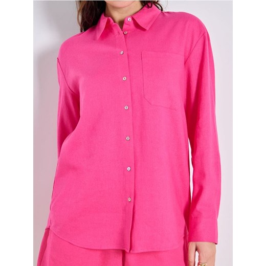 Sinsay - Wiskozowa koszula z domieszką lnu - różowy Sinsay XXS Sinsay