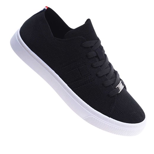 Czarne wiązane trampki damskie /G12-2 17551 T265/ ze sklepu Pantofelek24.pl w kategorii Trampki damskie - zdjęcie 179638687