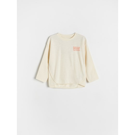 Reserved - Longsleeve oversize - kremowy ze sklepu Reserved w kategorii T-shirty chłopięce - zdjęcie 179641339
